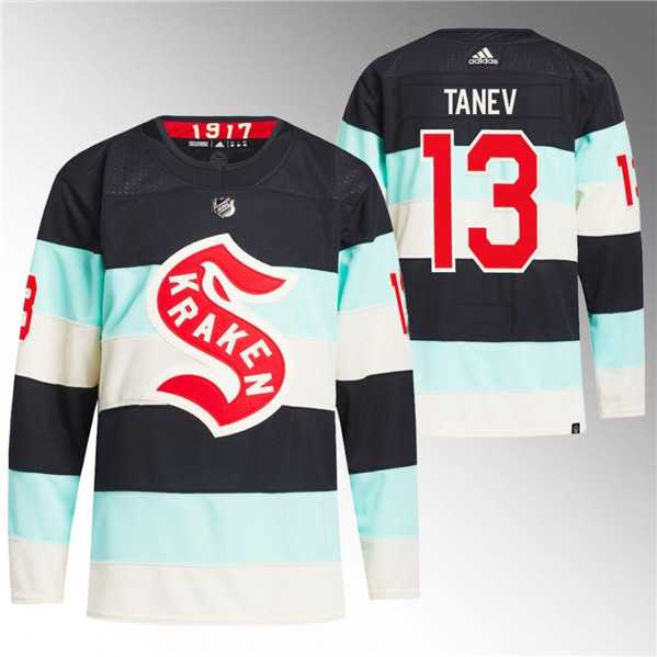 Mens Seattle Kraken #13 Brandon Tanev Deep Sea Blue 2024 Winter Classic Primegreen Stitched Jersey Dzhi
